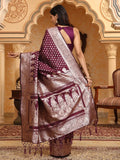 Purple Banarasi Silk Saree With Blouse Piece - EZBER