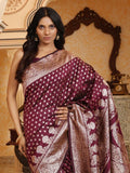 Purple Banarasi Silk Saree With Blouse Piece - EZBER