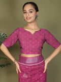 Purple Cotton Saree With Blouse Piece - EZBER