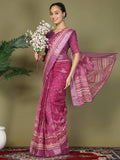 Purple Cotton Saree With Blouse Piece - EZBER