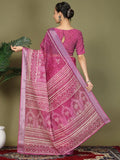 Purple Cotton Saree With Blouse Piece - EZBER