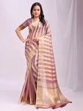 Purple FOSHAN Organza Saree with Blouse Piece - EZBER