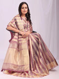 Purple FOSHAN Organza Saree with Blouse Piece - EZBER