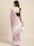 Purple GLORY LINEN Saree with Blouse Piece - EZBER