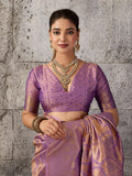 Purple Kanjivaram Silk Blend Brocade Saree | EZB SI04 SUPRS1004 - EZBER