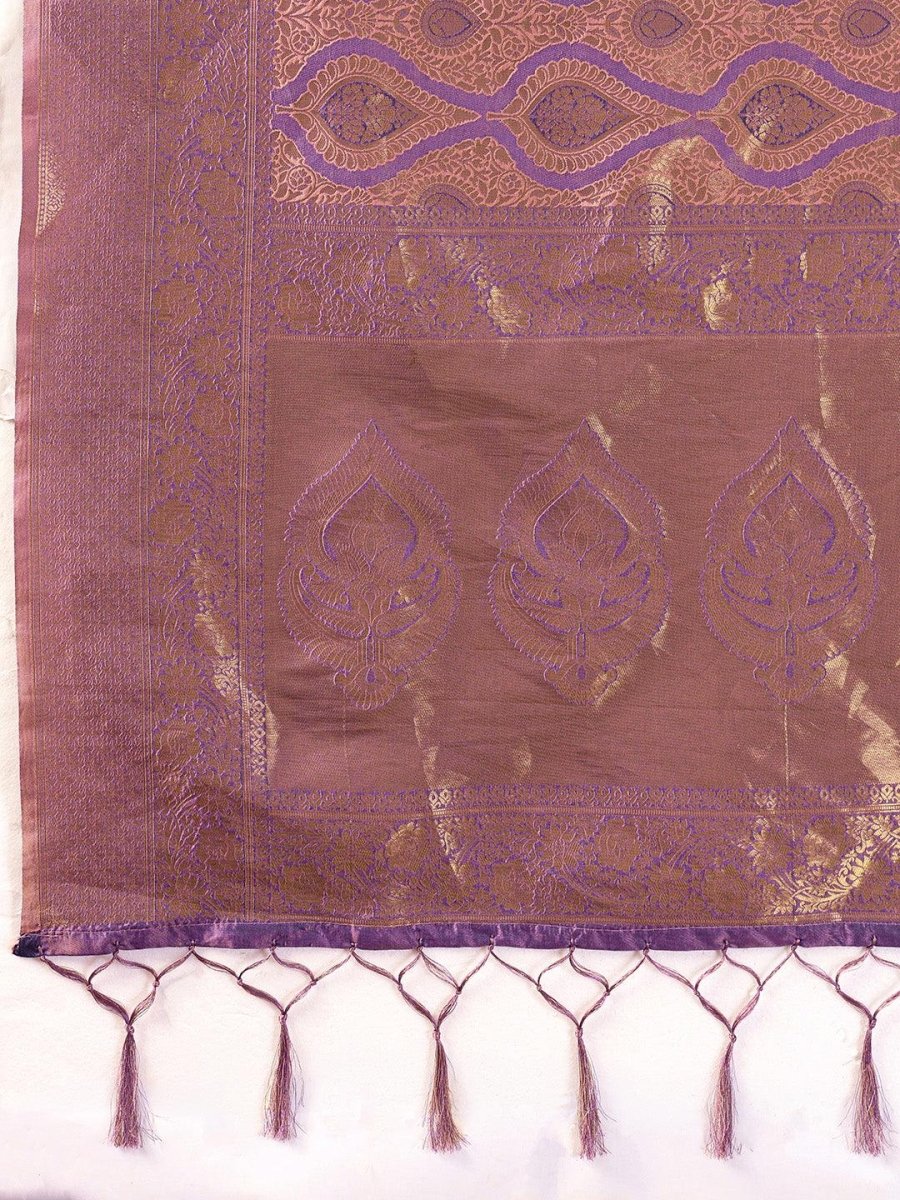Purple Kanjivaram Silk Blend Brocade Saree | EZB SI04 SUPRS1004 - EZBER