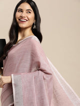 Purple Linen Cotton Brocade Saree | EZB SI04 SUKRG1007