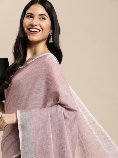 Purple Linen Cotton Brocade Saree | EZB SI04 SUKRG1007 - EZBER