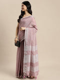Purple Linen Cotton Brocade Saree | EZB SI04 SUKRG1007 - EZBER