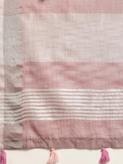 Purple Linen Cotton Brocade Saree | EZB SI04 SUKRG1007 - EZBER
