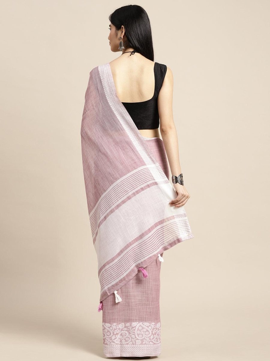 Purple Linen Cotton Handloom Saree | EZB SI04 SGGLO-3005 - EZBER