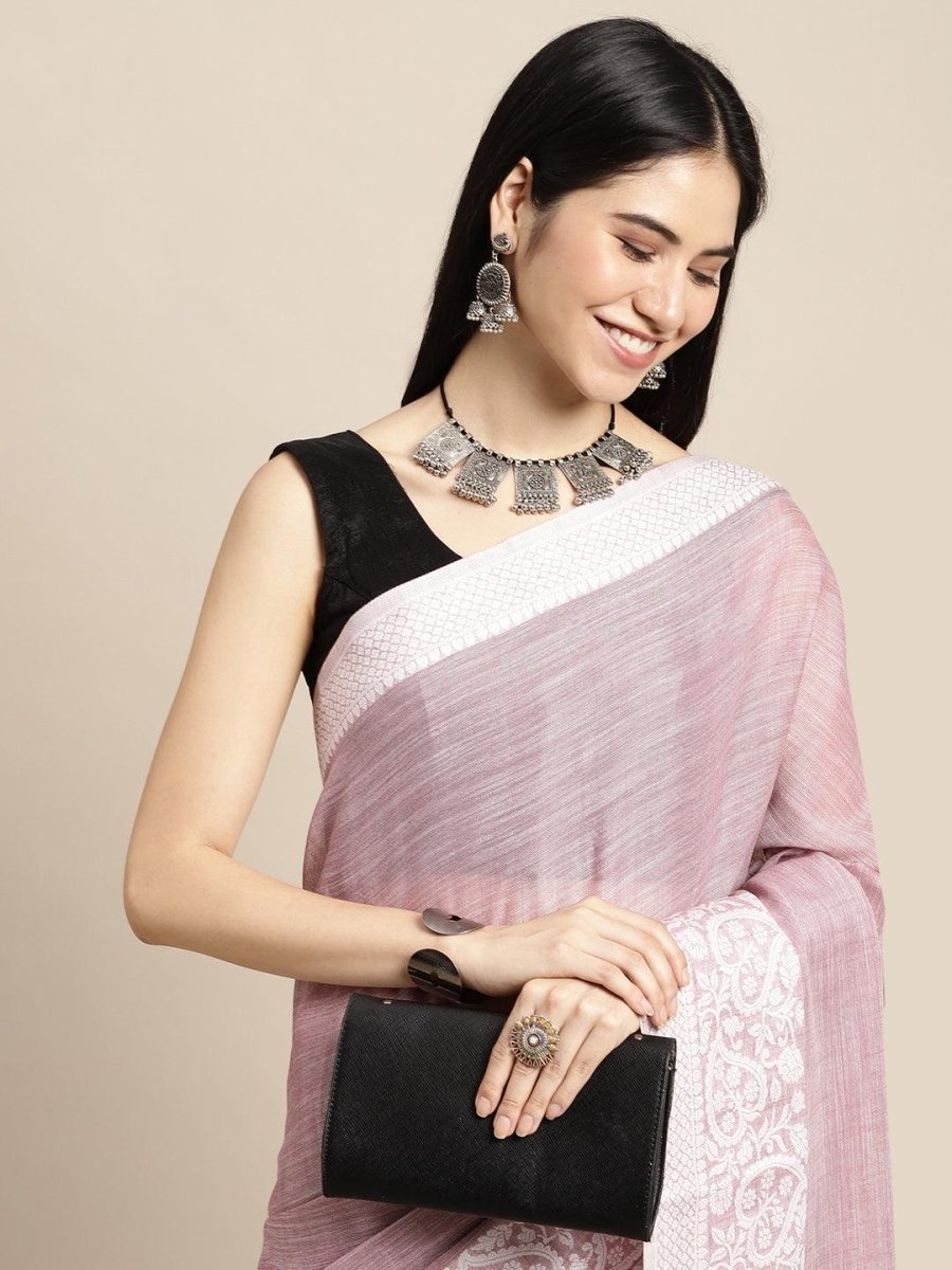 Purple Linen Cotton Handloom Saree | EZB SI04 SGGLO-3005 - EZBER