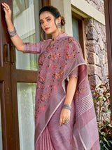 Purple Linen Cotton Handloom Saree | EZB SI04 SGKSS1005