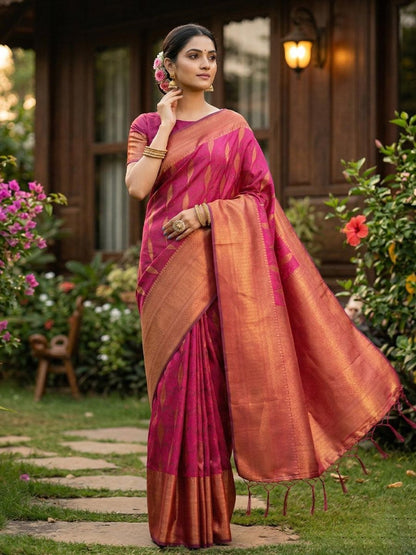 Purple Linen Cotton Handloom Saree | EZB SI04 SURIT1005 - EZBER
