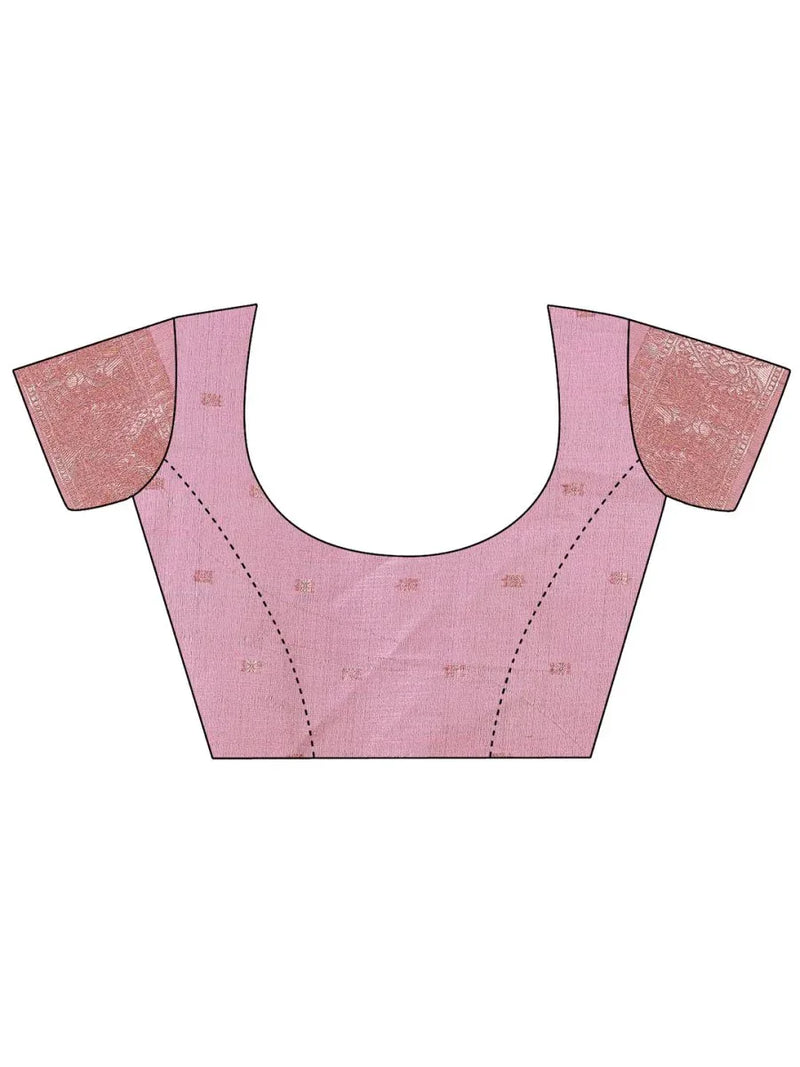 Purple Linen Cotton Saree With Blouse Piece - EZBER