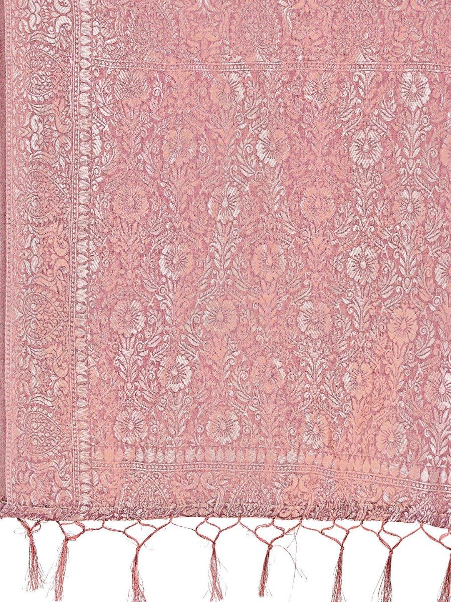 Purple Linen Cotton Saree With Blouse Piece - EZBER