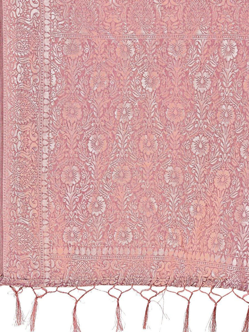 Purple Linen Cotton Saree With Blouse Piece - EZBER