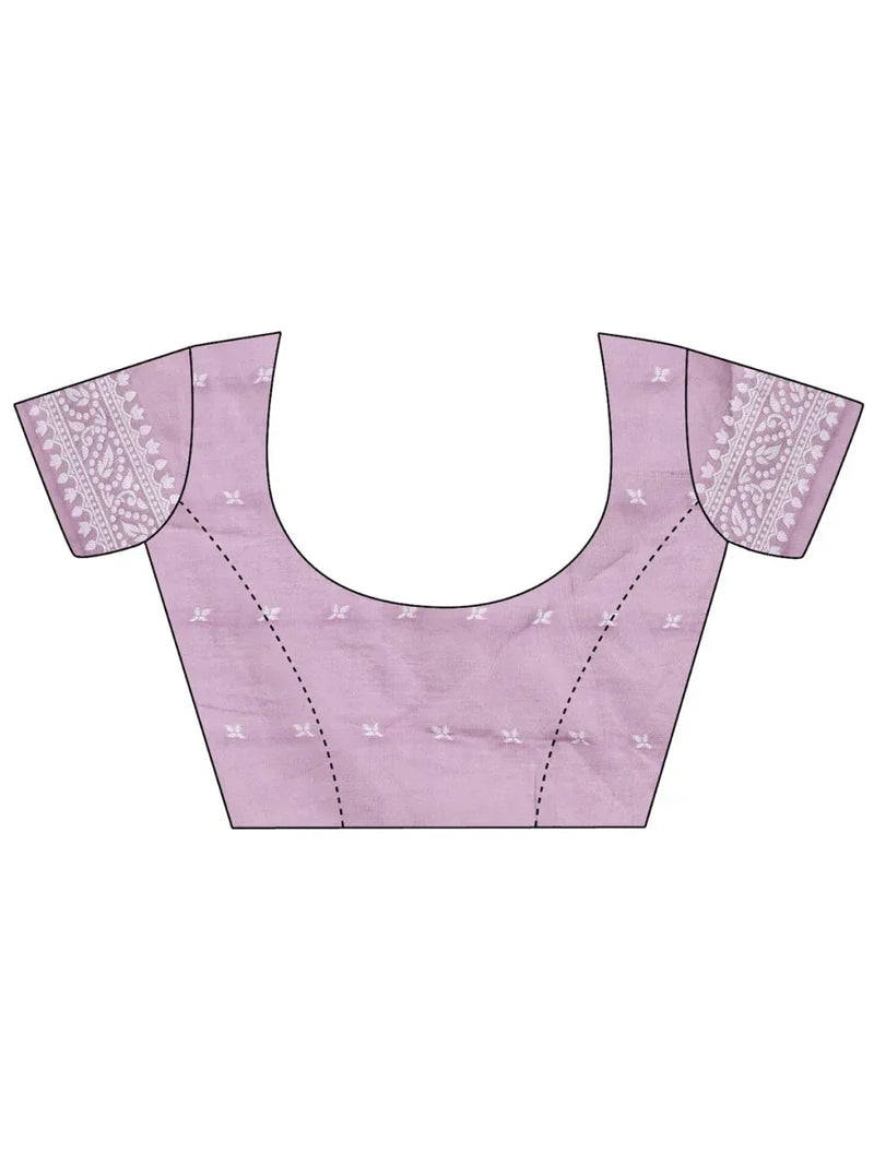 Purple Linen Cotton Saree With Blouse Piece - EZBER