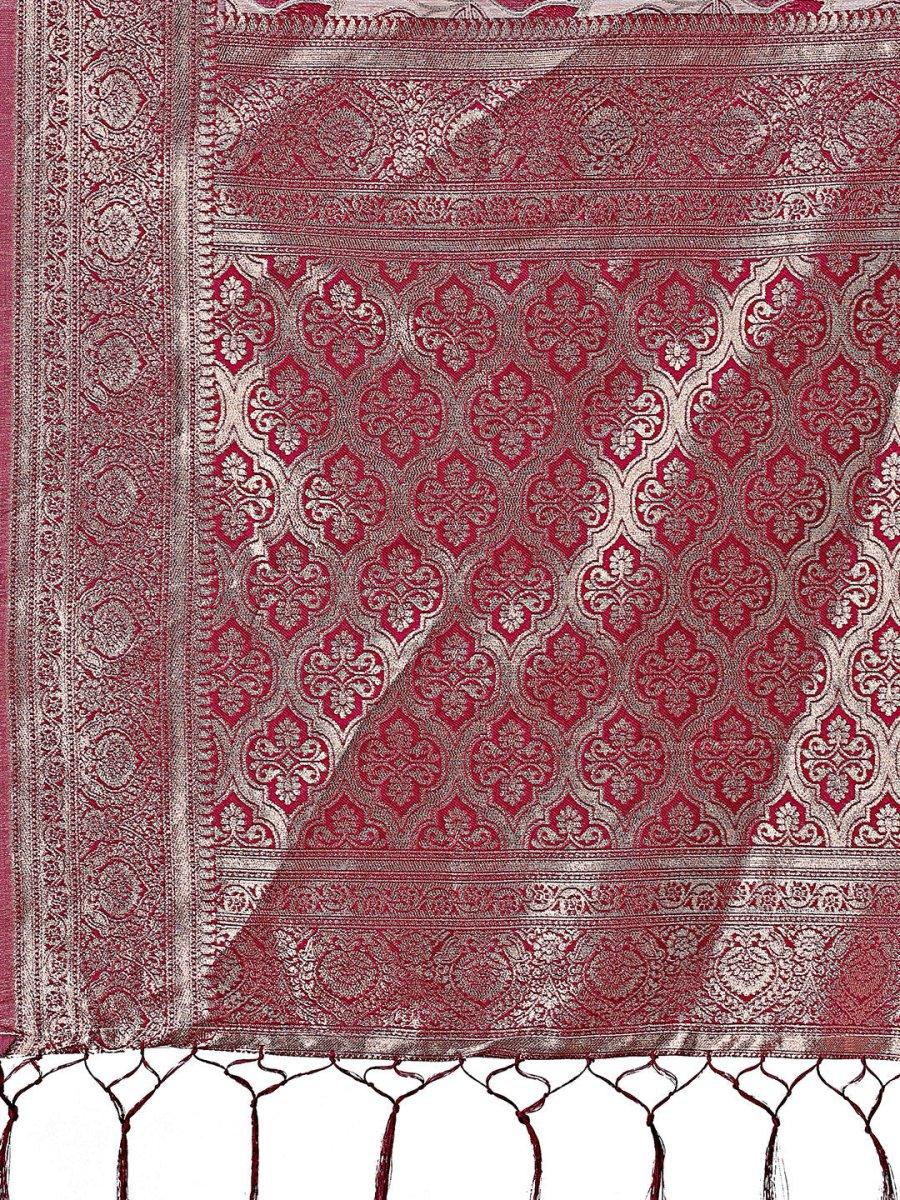 Purple Linen Cotton Saree With Blouse Piece - EZBER