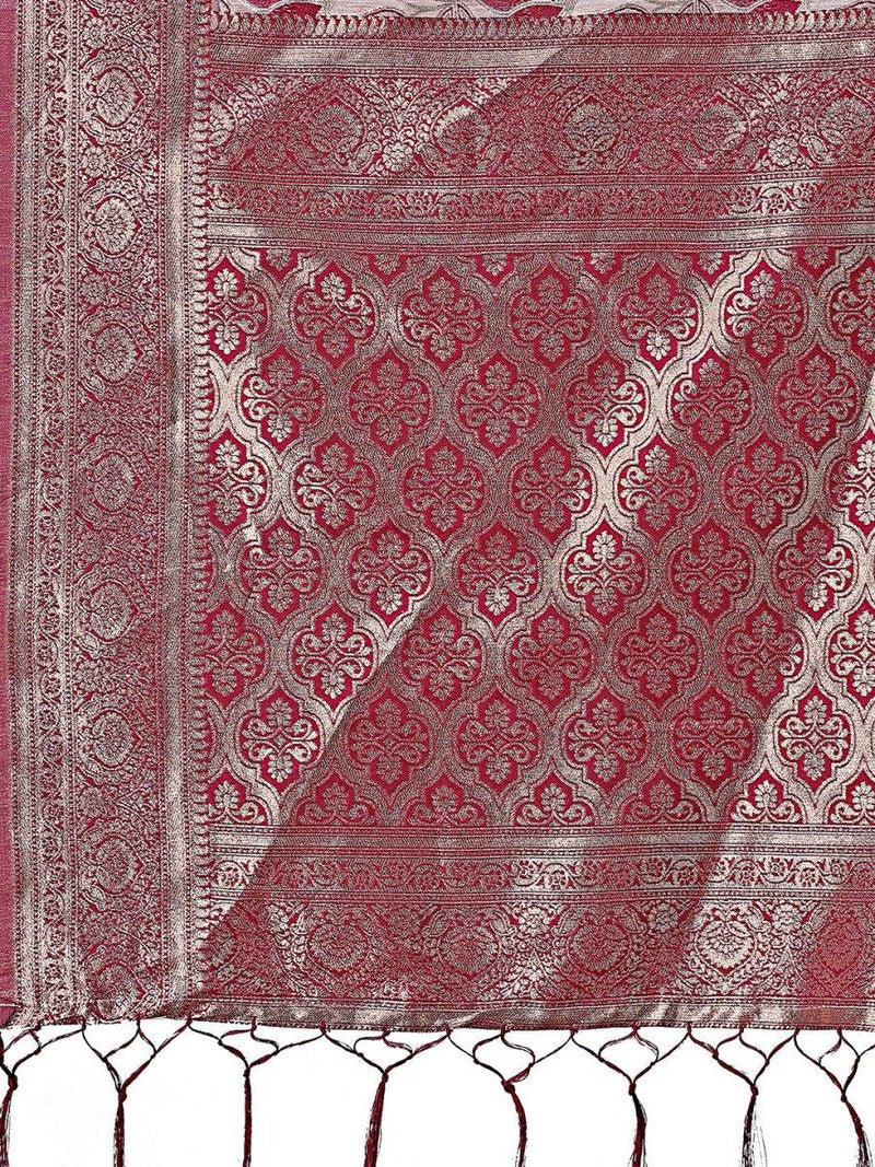 Purple Linen Cotton Saree With Blouse Piece - EZBER