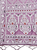 Purple Linen Cotton Saree With Blouse Piece - EZBER