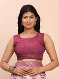Purple Linen Cotton Saree With Blouse Piece - EZBER
