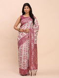 Purple Linen Cotton Saree With Blouse Piece - EZBER