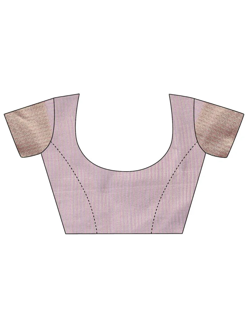 Purple Organza Saree With Blouse Piece - EZBER