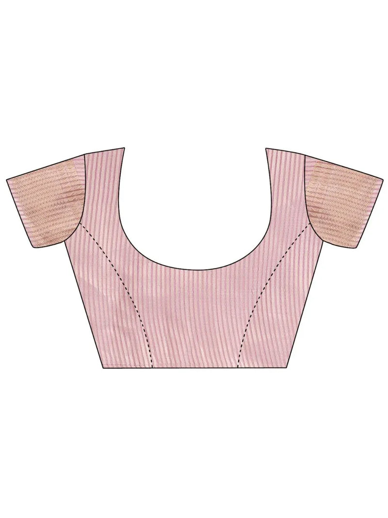 Purple Organza Saree With Blouse Piece - EZBER