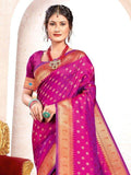 Purple Paithani Silk Saree With Blouse Piece - EZBER