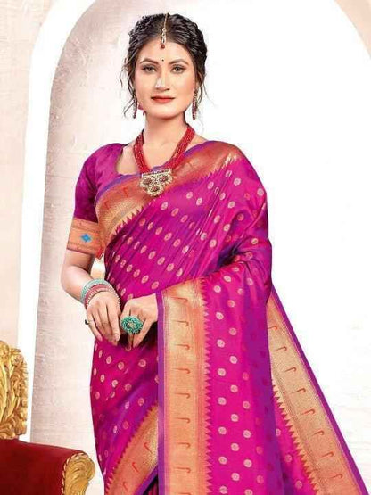 Purple Silk Brocade Saree | EZB SI04 BWKVT1003