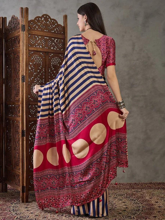 Purple Semi Modal Saree | EZB GF02 LUX 12004 - EZBER