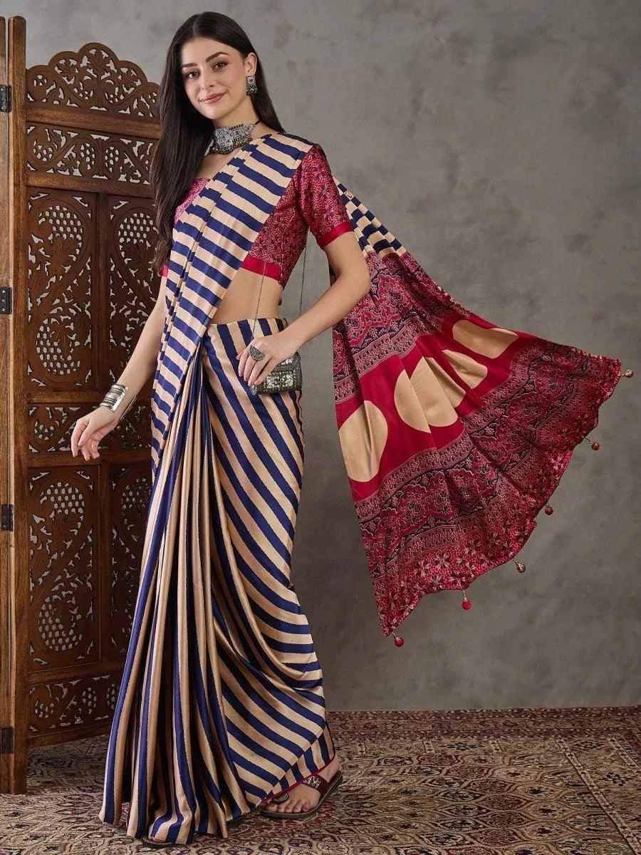 Purple Semi Modal Saree | EZB GF02 LUX 12004 - EZBER
