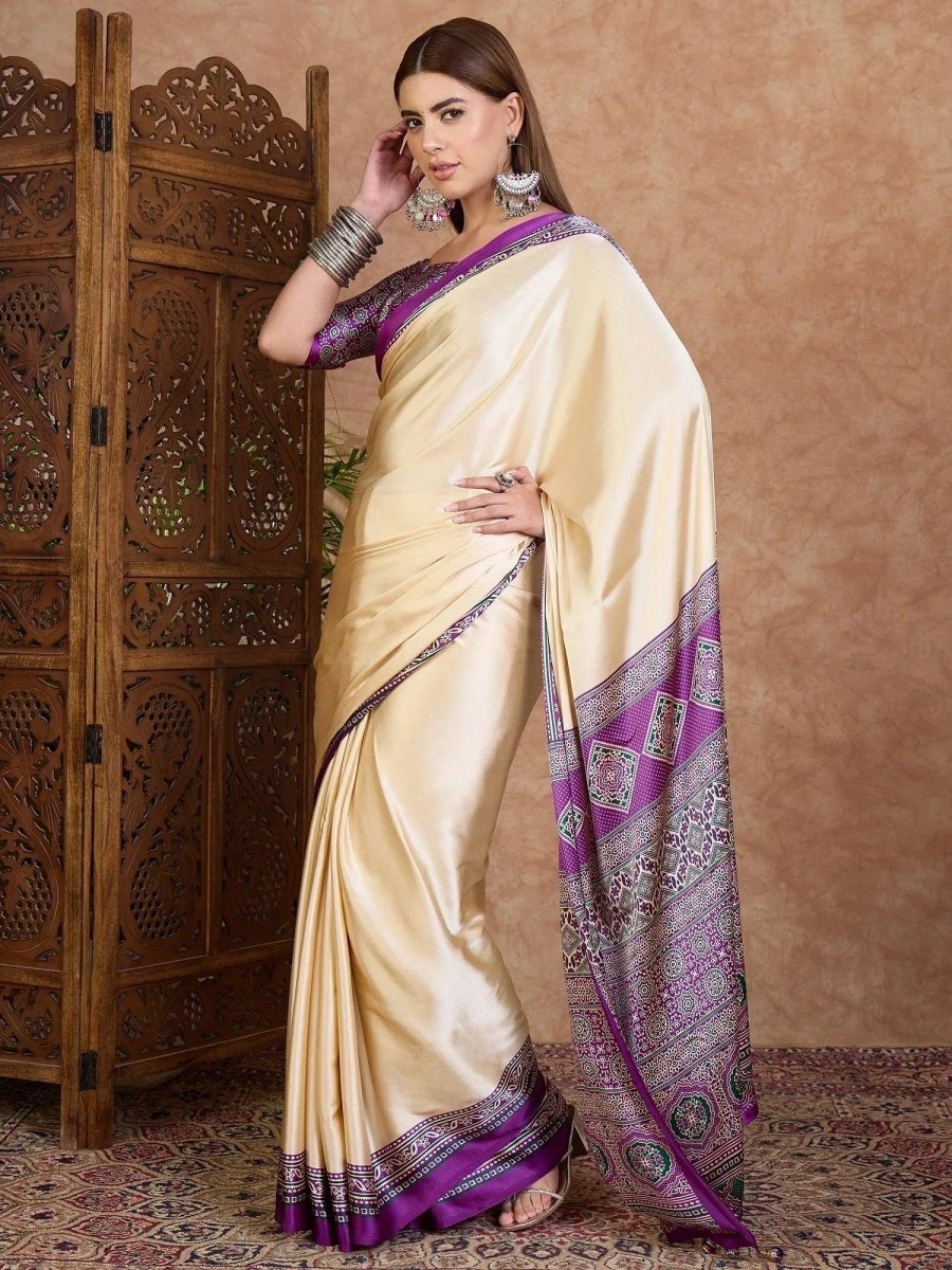 Purple Semi Modal Saree | EZB GF02 LUX 21004 - EZBER
