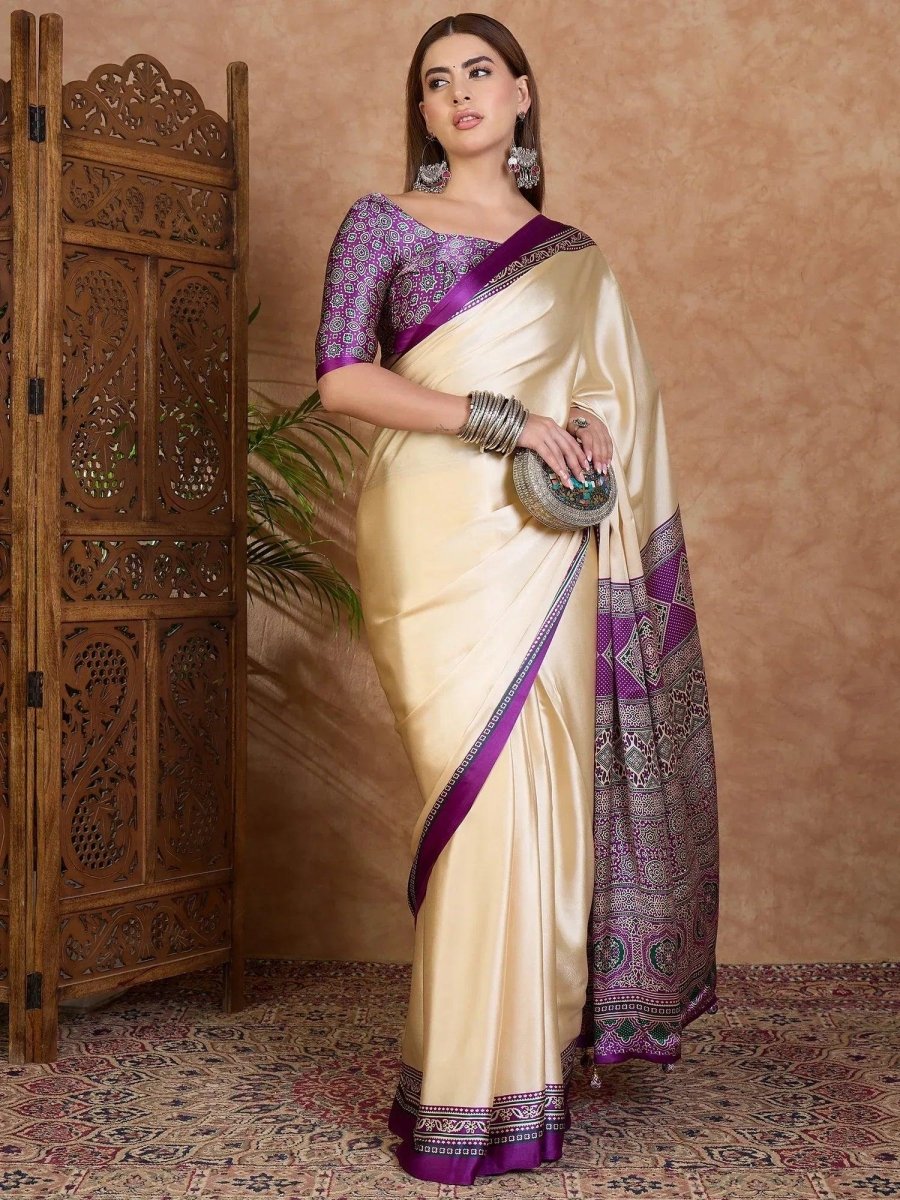 Purple Semi Modal Saree | EZB GF02 LUX 21004 - EZBER