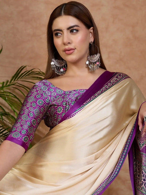 Purple Semi Modal Saree | EZB GF02 LUX 21004 - EZBER