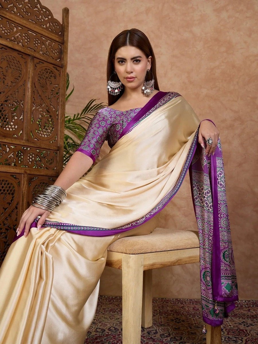 Purple Semi Modal Saree | EZB GF02 LUX 21004 - EZBER