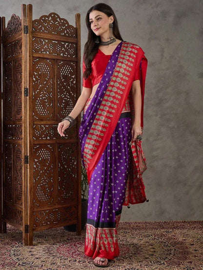 Purple Semi Modal Saree | EZB GF02 LUX 5003 - EZBER