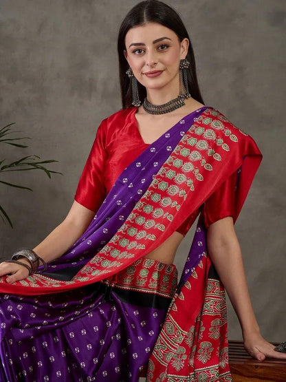 Purple Semi Modal Saree | EZB GF02 LUX 5003 - EZBER