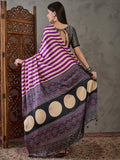 Purple Semi Modal Saree With Blouse Piece - EZBER