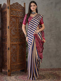 Purple Semi Modal Saree With Blouse Piece - EZBER