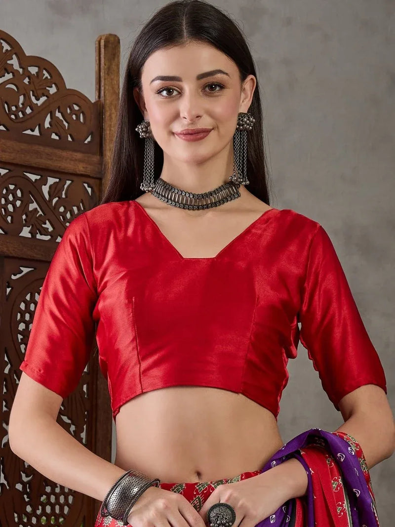 Purple Semi Modal Saree With Blouse Piece - EZBER