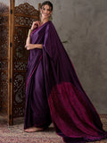 Purple Semi Modal Saree With Blouse Piece - EZBER