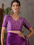 Purple Semi Modal Saree With Blouse Piece - EZBER