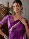 Purple Semi Modal Saree With Blouse Piece - EZBER