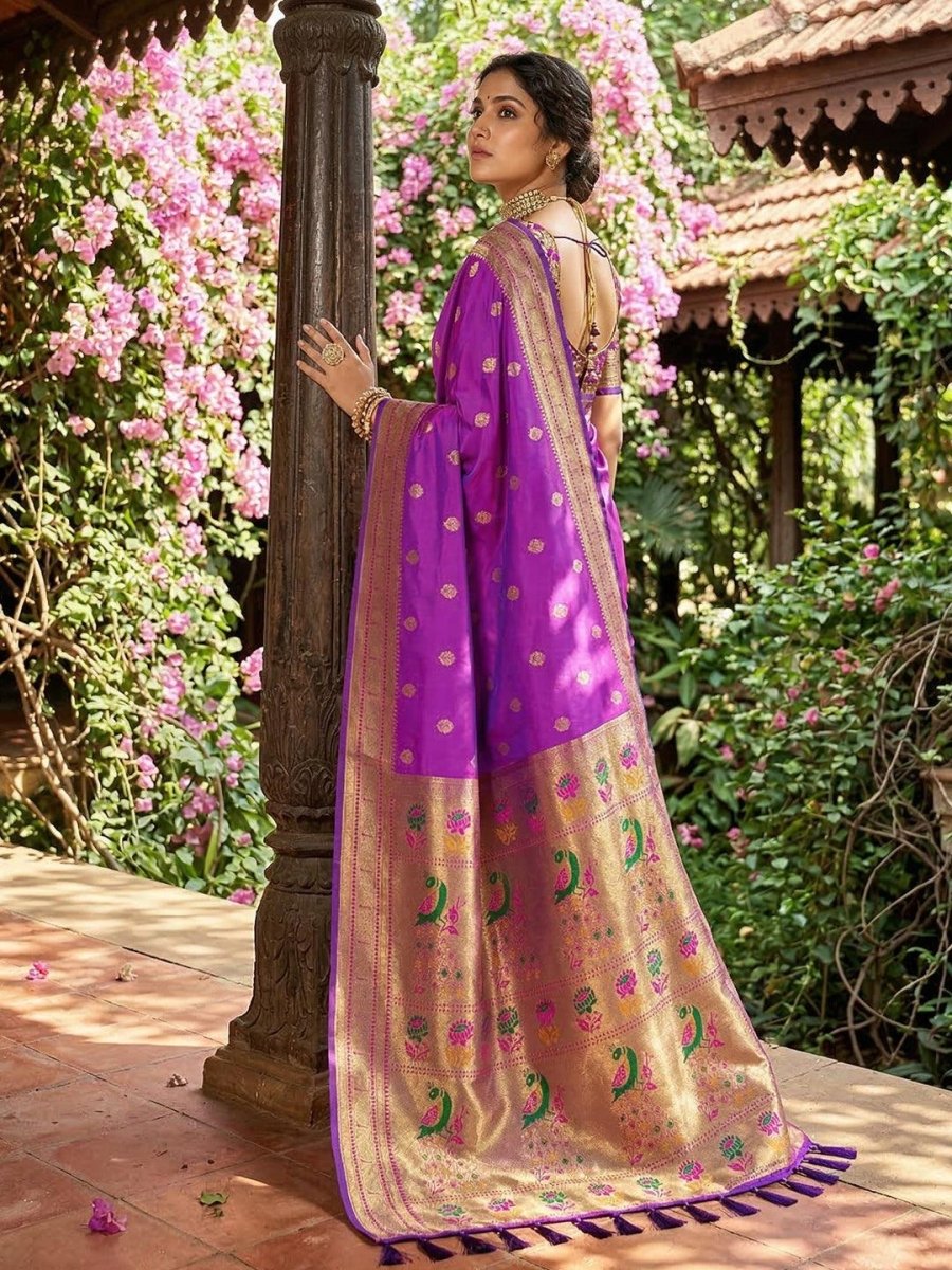 Purple Silk Blend Handloom Saree | EZB SI04 SUPAR1003 - EZBER