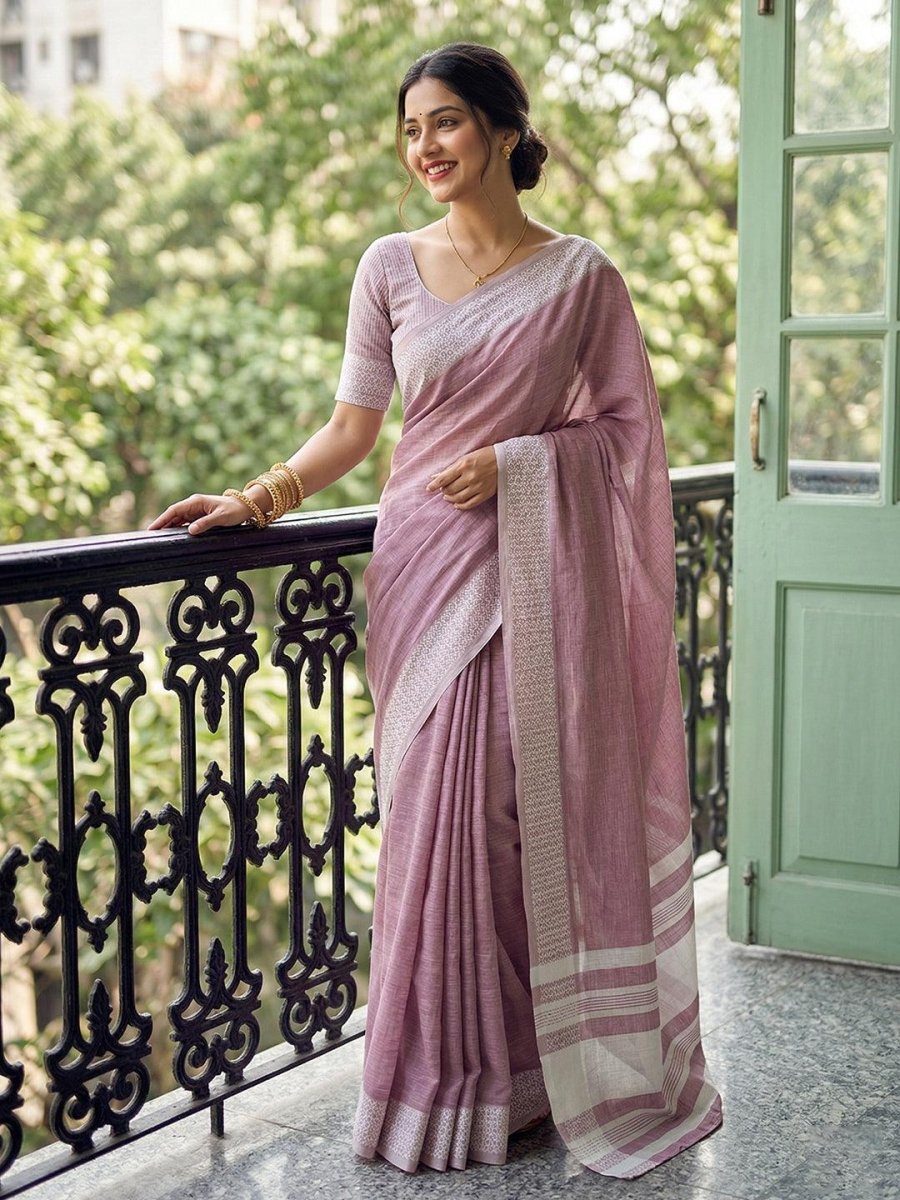 Purple Silk Blend Handloom Saree | EZB SI04 SURJS1002 - EZBER