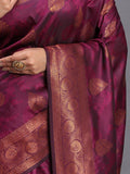 Purple Silk Saree With Blouse Piece - EZBER