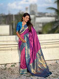 Purple Soft Silk Saree With Blouse Piece - EZBER