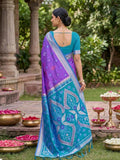 Purple Soft Silk Stripe N Motif Saree | EZB SI04 SRPOC8008 - EZBER